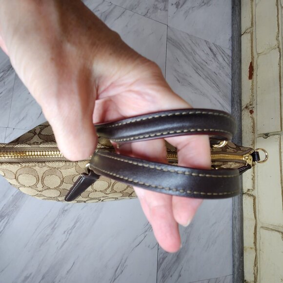 Coach Kelsey Jacquard Khaki Crossbody Bag Purse - Picture 5 of 16